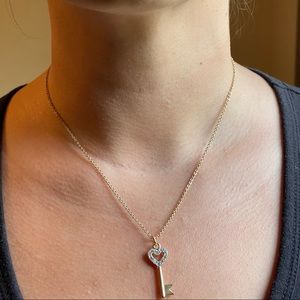 Vintage rhinestone heart key necklace